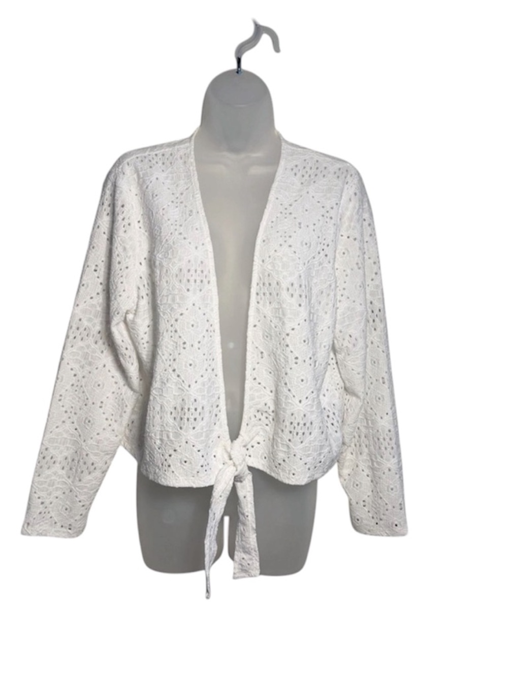 Harper White Eyelet Knit Cardigan NWOT